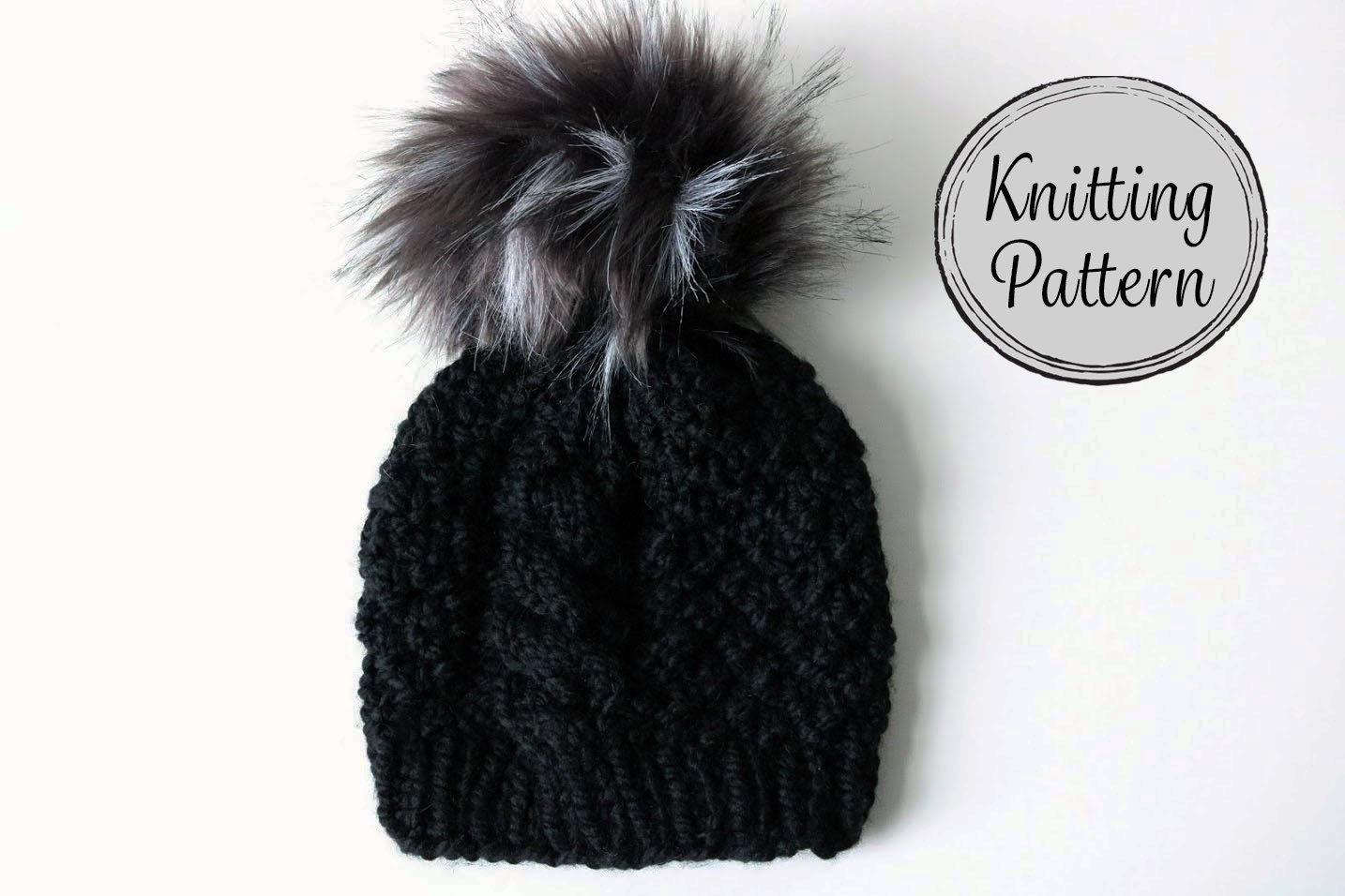 Cable Knit Beanie Hat Knitting Pattern, Braided Design pattern preview.