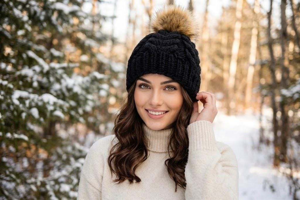 Cable Knit Beanie Hat Knitting Pattern pattern preview.