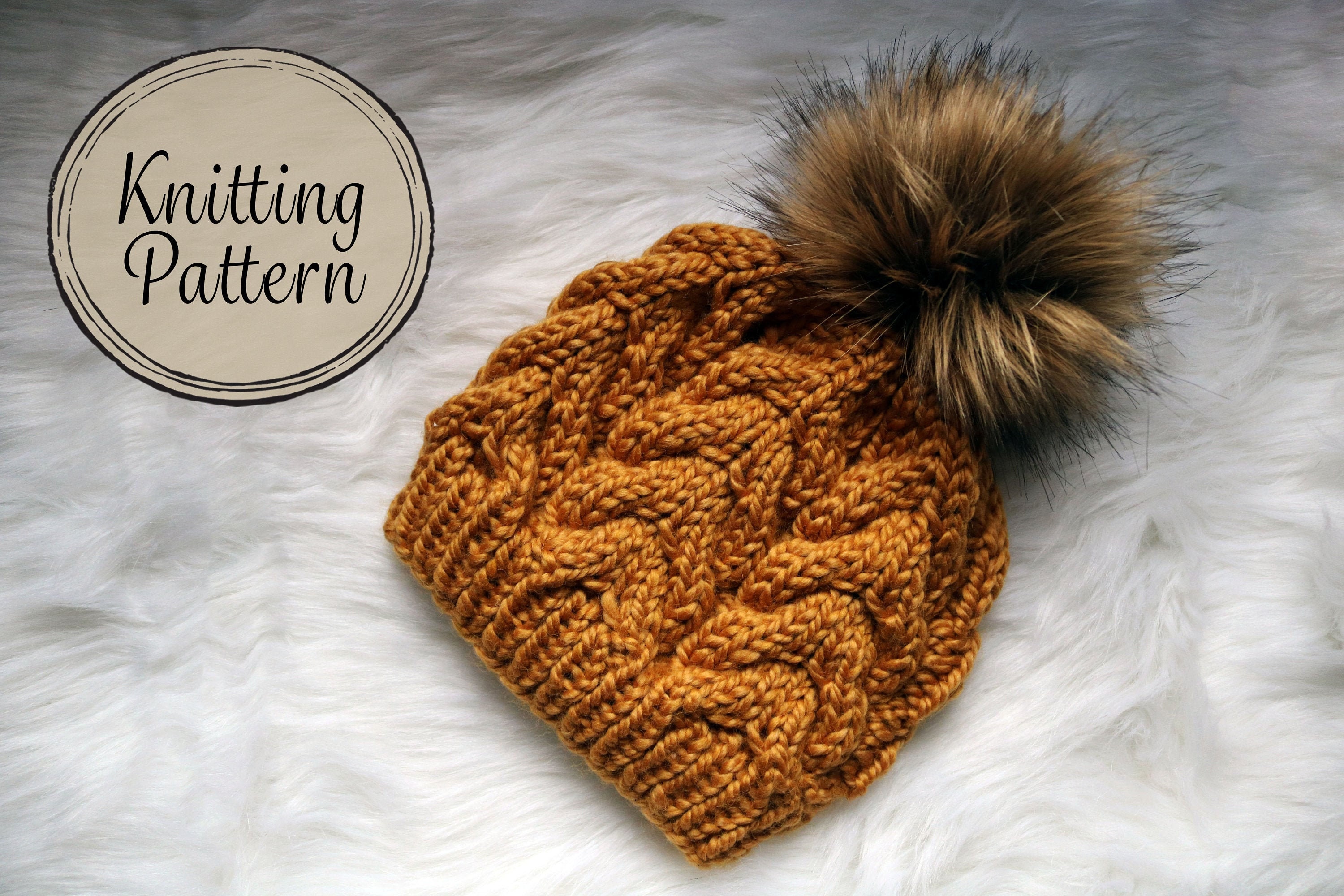 Cable Knit Beanie Pattern, Braided Hat pattern preview.