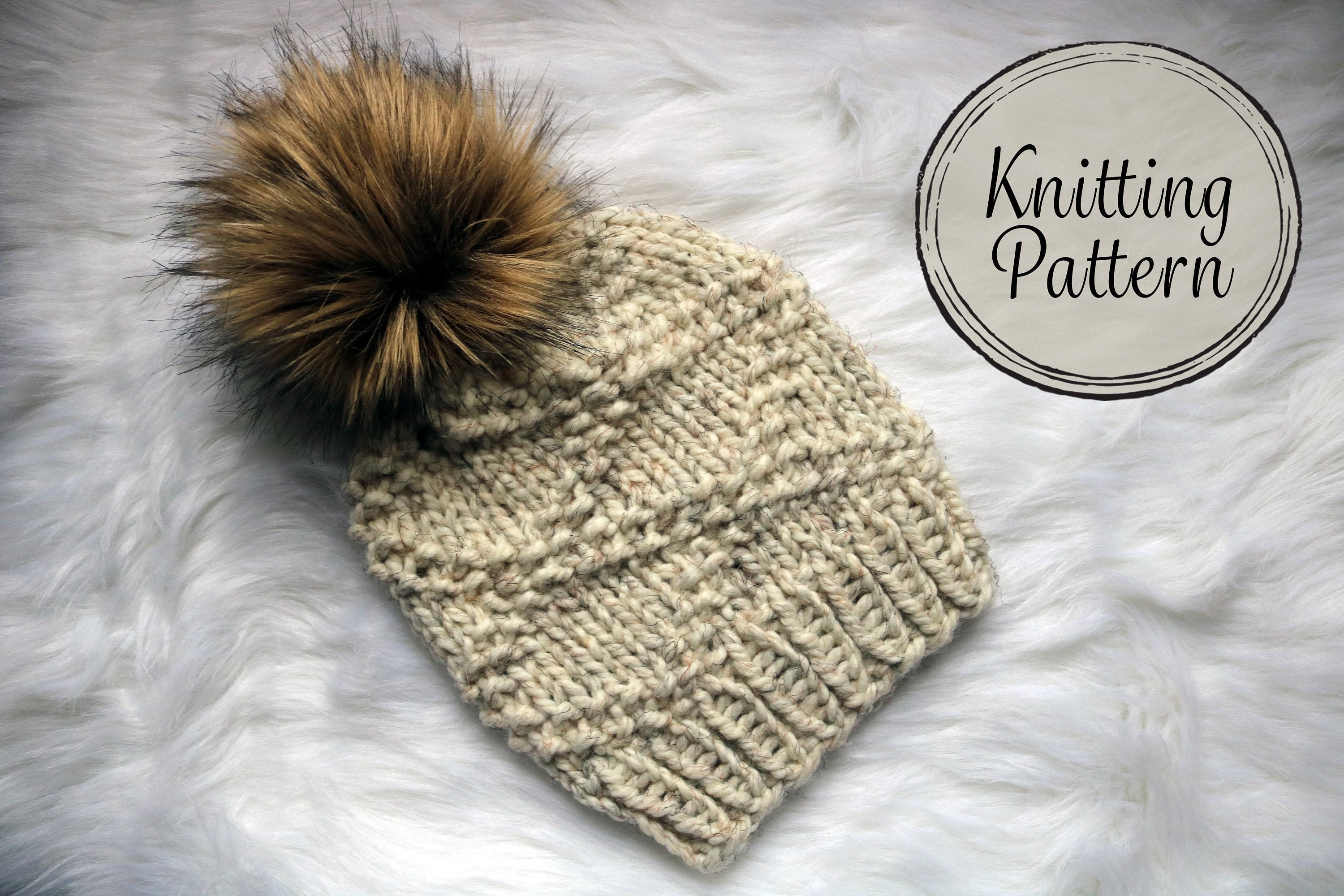 Diamond Beanie Knitting Pattern – Super Bulky Yarn pattern preview.
