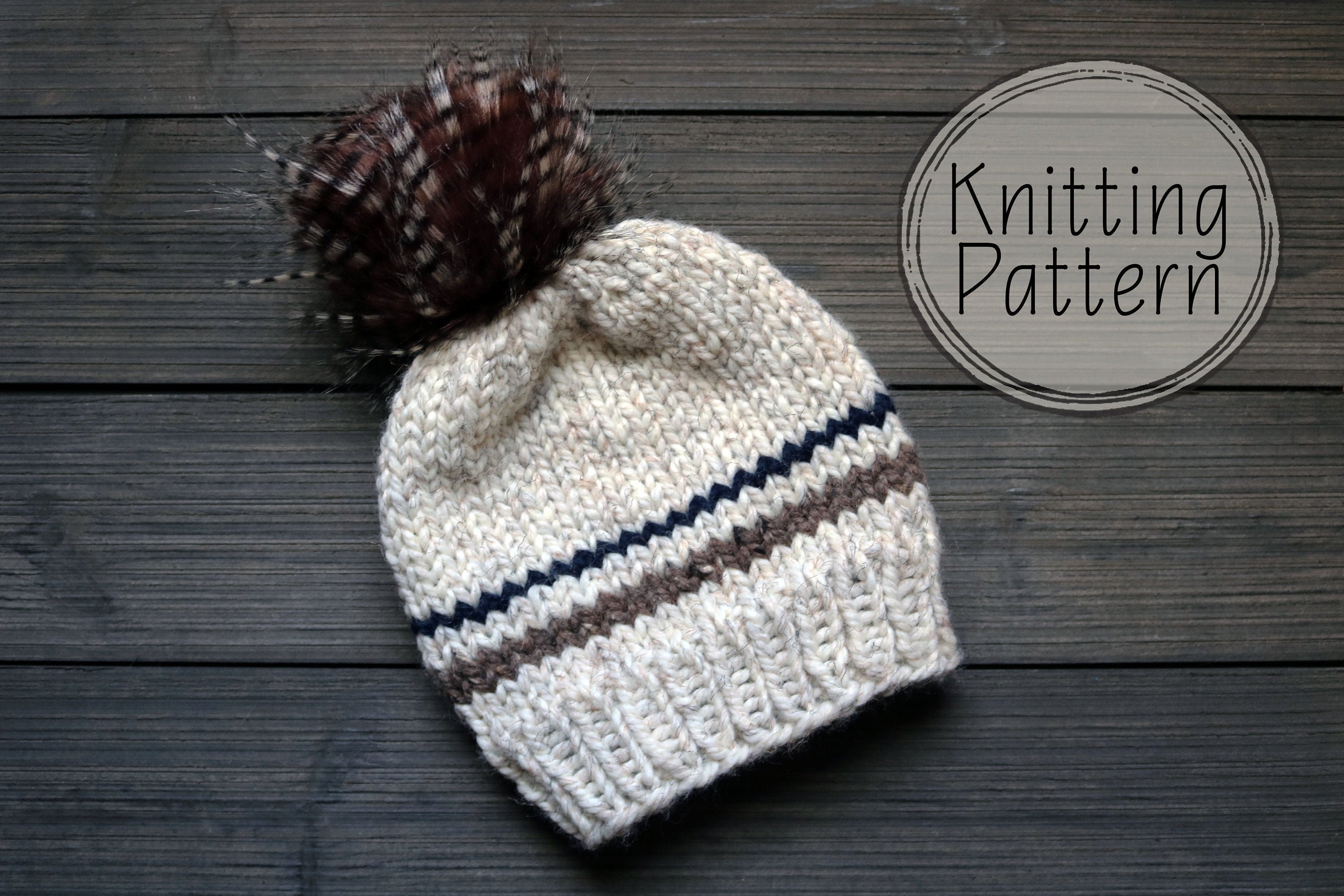 Edgewood Beanie Knitting Pattern – Easy Striped Hat pattern preview.