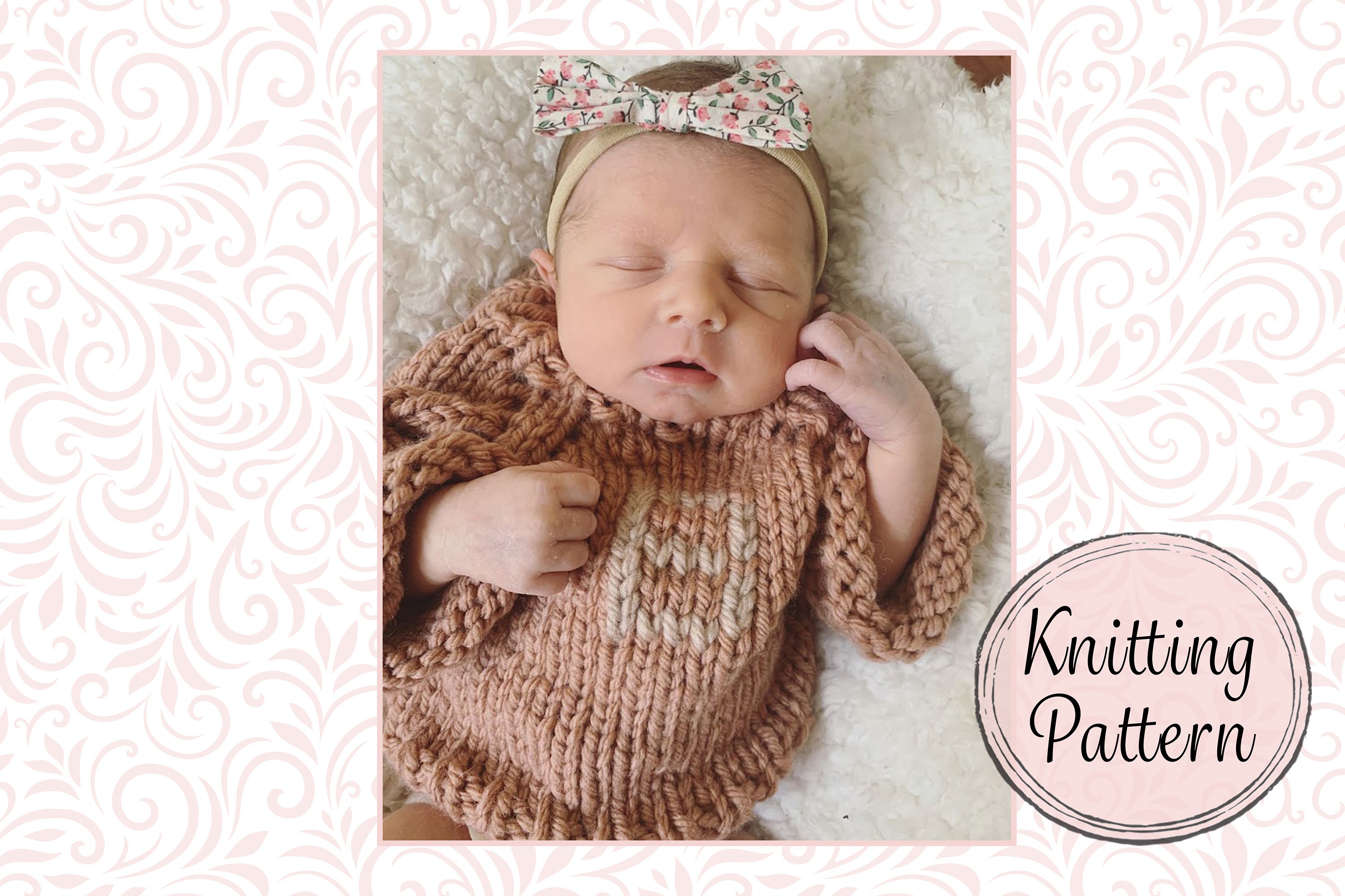 Newborn Raglan Sweater Knitting Pattern – Bulky Knit pattern preview.