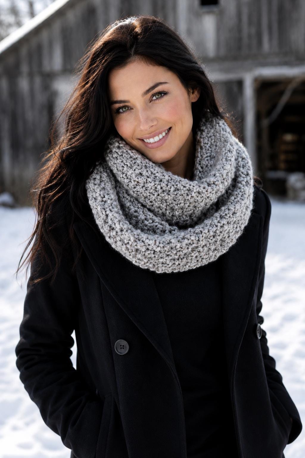 Knitting Pattern for Chunky Knit Infinity Scarf. pattern preview.