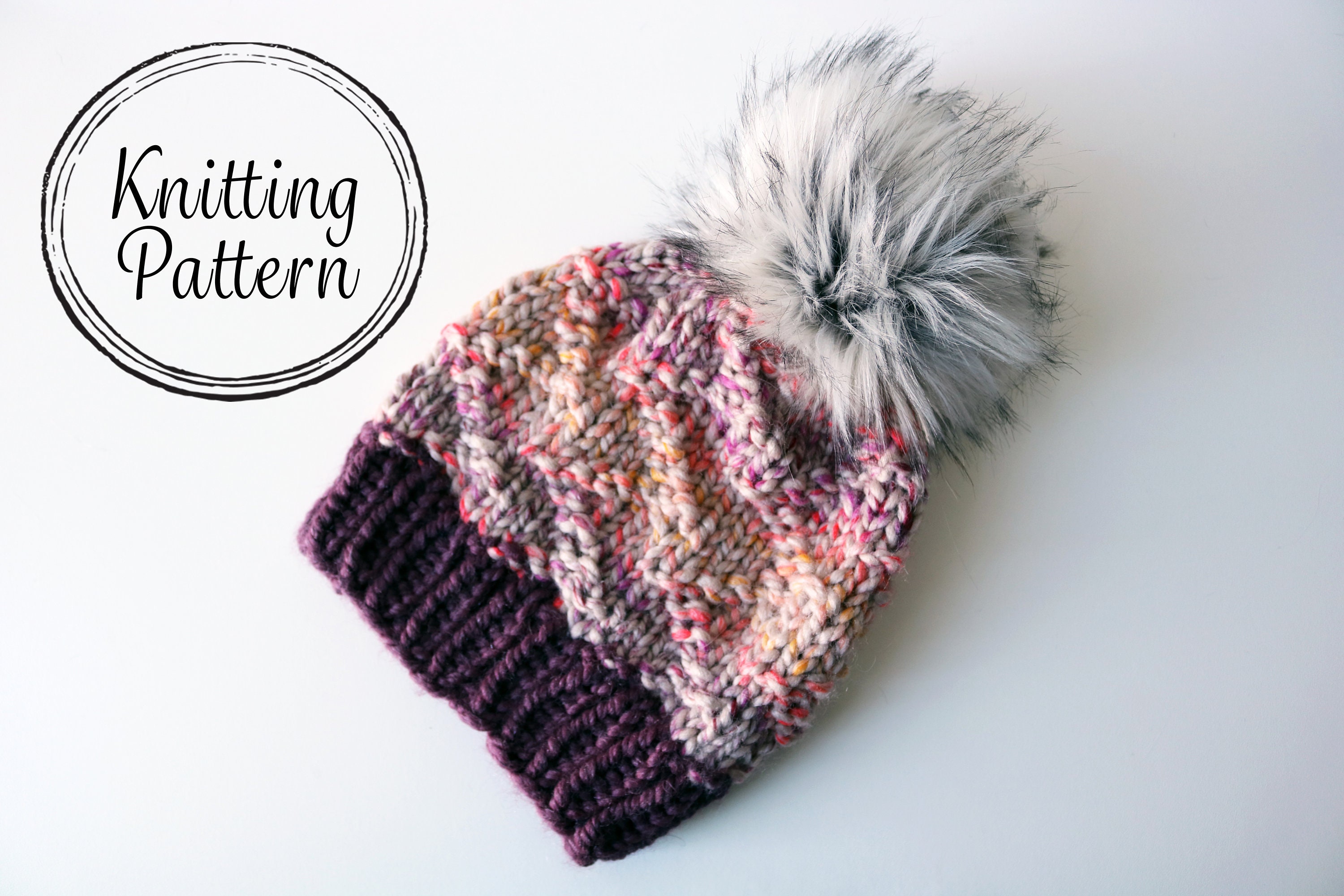 Zig Zag Knit Beanie Pattern – Easy Super Bulky Hat pattern preview.