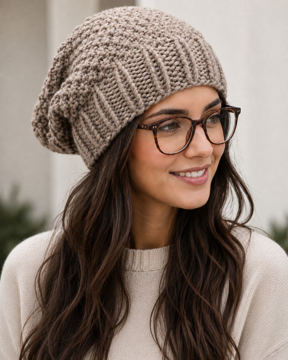 Bellevue Slouchy Beanie Knitting Pattern pattern preview.