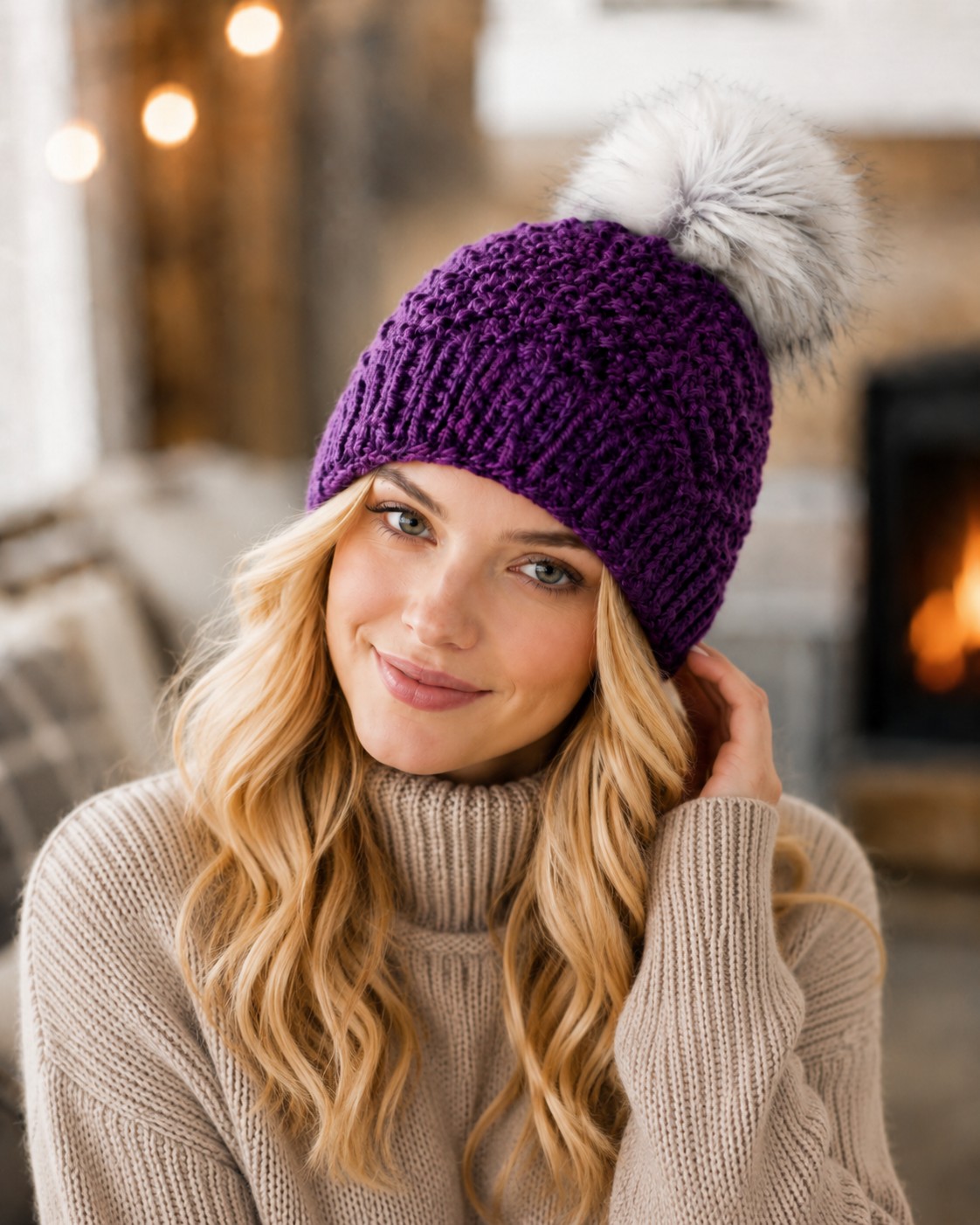 Chevron Beanie Knitting Pattern pattern preview.